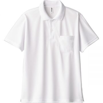 ドライポロシャツ(ポケット付）001.ホワイト