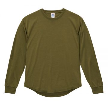 ドライコットンタッチ ラウンドテール ロングスリーブ Tシャツ（2.1インチリブ）（ローブリード）246.アシッドオリーブ