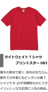 薄手の素材で軽く、室内はもちろん屋外での作業にもピッタリの綿Tシャツです。お手頃価格なのにスタイリッシュな美術部に人気の商品。